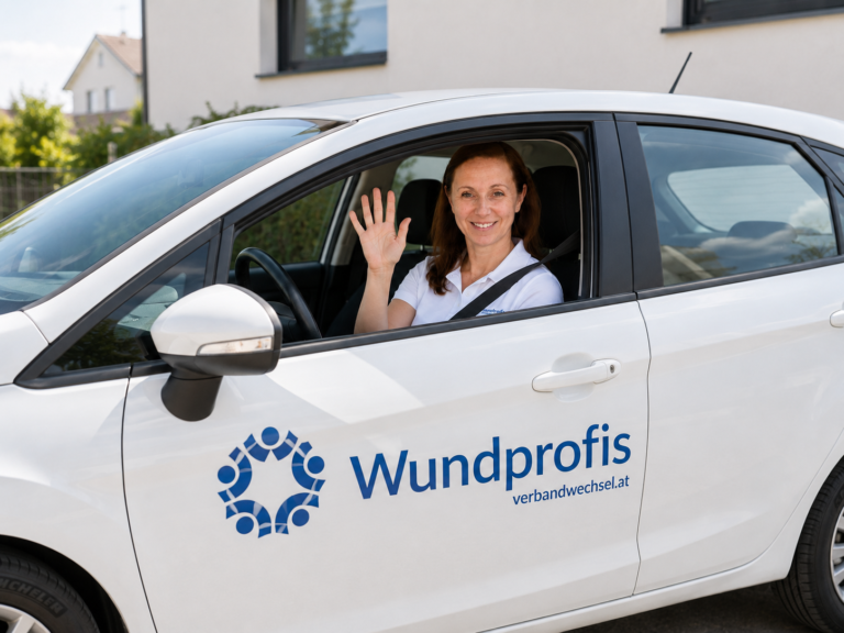 mobile Wundpflege sitzend im Auto Silvia 768x576
